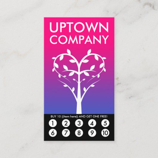 Tree Heart Loyalty Punch Card Treuekarte (Vorderseite)