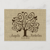 Tree Hearts Wedding Response Card Einladungspostkarte (Vorderseite)