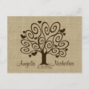 Tree Hearts Wedding Response Card Einladungspostkarte