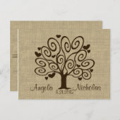 Tree Hearts Wedding Response Card Einladungspostkarte (Vorne/Hinten)