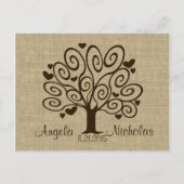 Tree Hearts Wedding Response Card Einladungspostkarte (Vorderseite)