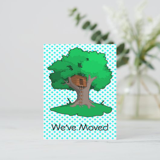 Tree House Änderung der Adresse Postkarte (Stehend Vorderseite)