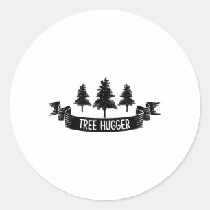 Tree Hugger Earth Day Runder Aufkleber