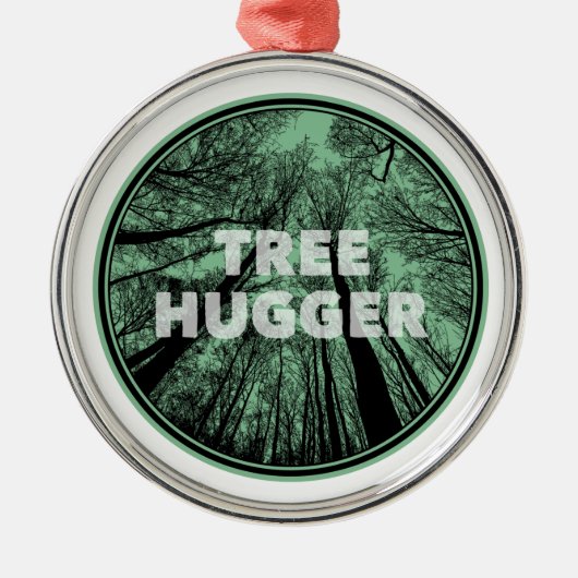 Tree Hugger Green Ornament Aus Metall (Vorne)