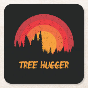 Tree Hugger Retro Not leidender Umweltschützer Rechteckiger Pappuntersetzer