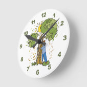 Tree Hugger Runde Wanduhr (Winkel)
