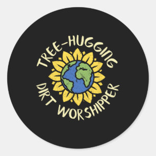 Tree Hugging Dirt Worshipper Shirt Earth Day Sunfl Runder Aufkleber