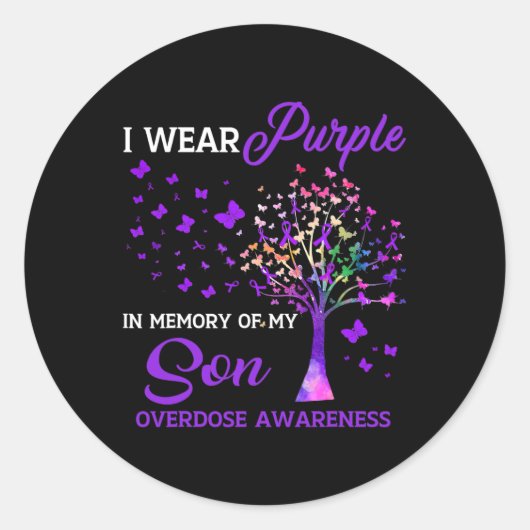 Tree I trage Lila Gedächtnis von Son-Überdosierung Runder Aufkleber (Vorderseite)