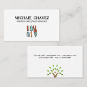 Tree Icon Garden Tools Business Card Visitenkarte (Vorne/Hinten)