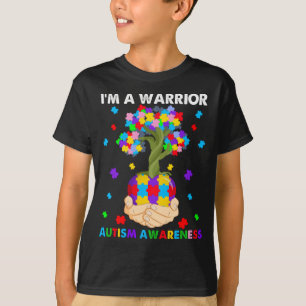 Tree I'm A Warrior Autismus Awareness Funny Heart T-Shirt