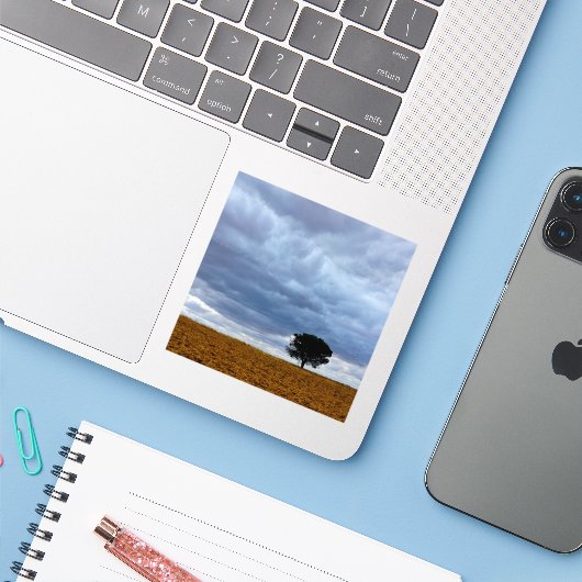 Tree in an empty field aufkleber (Laptop mit iPhone)
