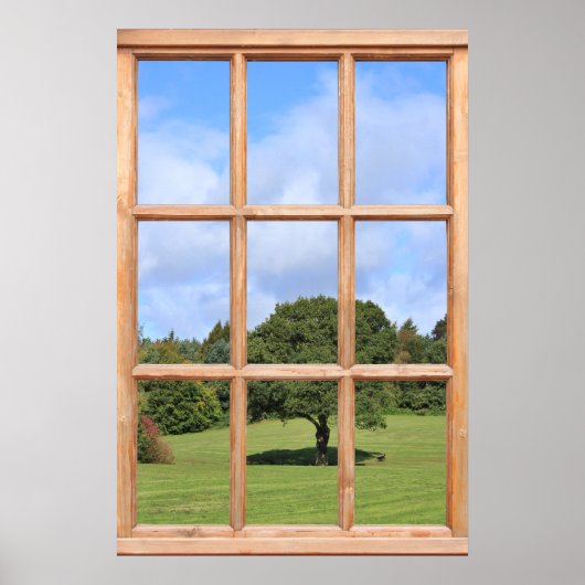 Tree in Countryside View von einem Fenster aus Poster (Vorne)