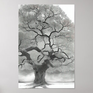 Tree in Schatten von Grau Poster