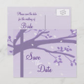 Tree in Silhouette Lila Save the Date Postkarte (Vorne/Hinten)