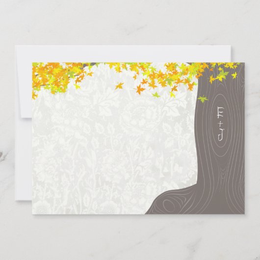 Tree-Initialen in trunk-gelben Orange-Blätter Einladung (Rückseite)