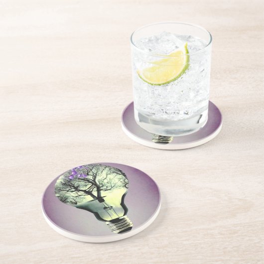 Tree Inside Light Bulb Getränkeuntersetzer (Seite)
