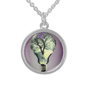 Tree Inside Light Bulb Sterling Silberkette