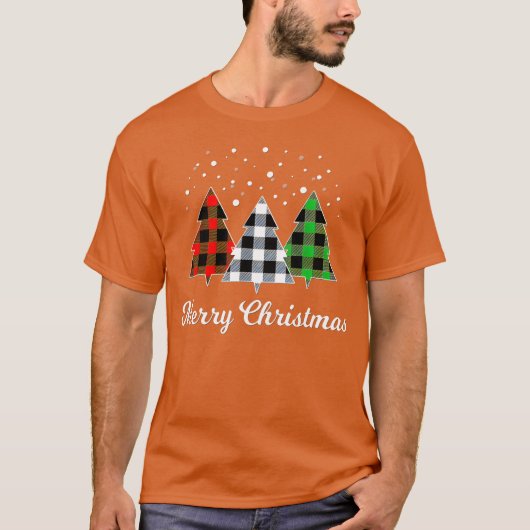 Tree Kariert Christmasree Merry Christmasree Vinta T-Shirt (Vorderseite)