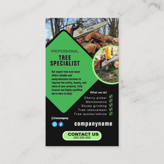 TREE landscape gardener Business Card Visitenkarte (Vorderseite)