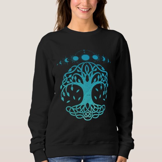 Tree Life Moon Phase Wiccan Yggdrasil Nordic Vikin Sweatshirt (Vorderseite)