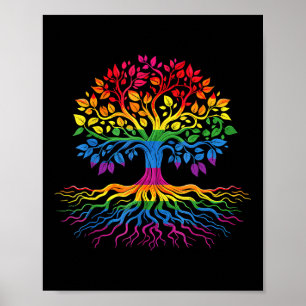 Tree Life Rainbow Lgbt Cooler Gay Pride Flag Allil Poster