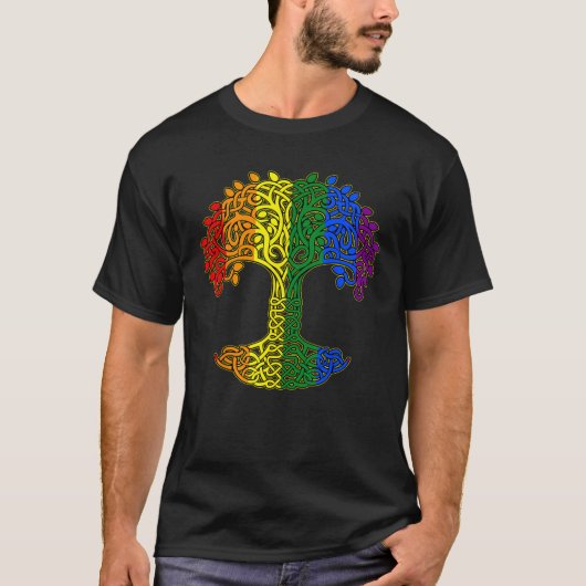 Tree Life Rainbow LGBT Q Cooler Gay Pride Flag All T-Shirt (Vorderseite)