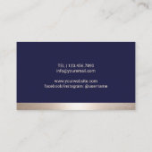 Tree Logo Elegant Navy Blue & Gold Border Visitenkarte (Rückseite)