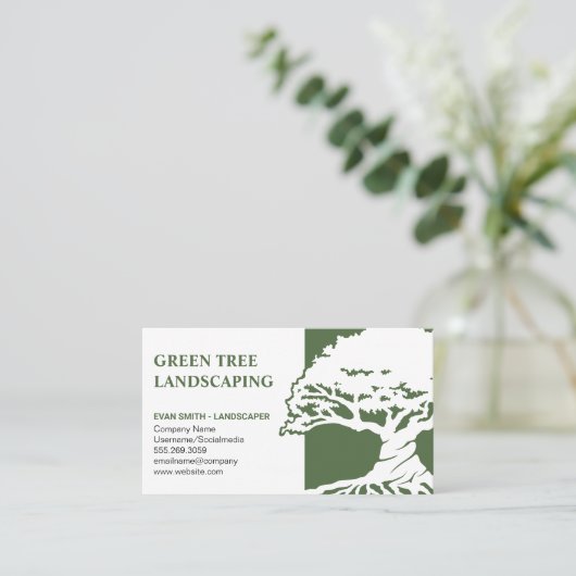 Tree-Logo | Landflucht | Gartenarbeit Visitenkarte (Stehend Vorderseite)