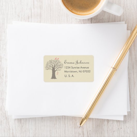 Tree Love Birds Custom Address Label Adressaufkleber (Insitu)
