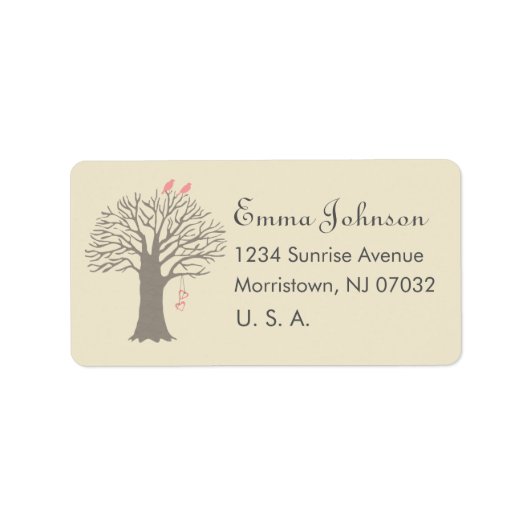 Tree Love Birds Custom Address Label Adressaufkleber (Vorne)