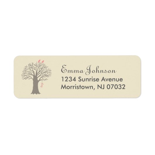 Tree Love Birds Custom Return Address Label (Vorne)