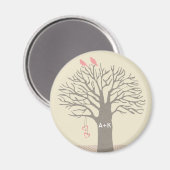Tree Love Birds Liebe Initials Custom Magnet (Vorderseite/Rückseite)