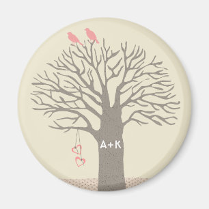 Tree Love Birds Liebe Initials Custom Magnet