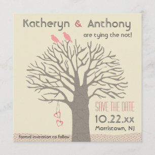 Tree Love Birds Save the Date Flat Card Square