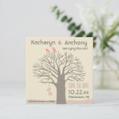 Tree Love Birds Save the Date Flat Card Square (Stehend Vorderseite)