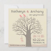 Tree Love Birds Save the Date Flat Card Square (Vorderseite)