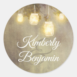 Tree Mason Jar Lights Rustikale Hochzeit Runder Aufkleber