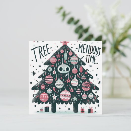 Tree-mendous Time Feiertagskarte (Stehend Vorderseite)