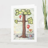 Tree mit Balloon Watercolor Grußkarte Karte (Vorderseite)