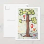 Tree mit Balloon Watercolor Postcard Postkarte (Vorne/Hinten)