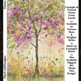 Tree mit floraler Stickerei Akzente EE5L Decoupage Seidenpapier