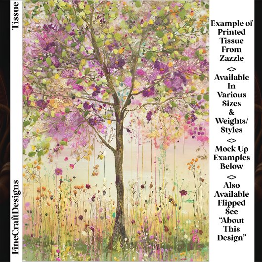 Tree mit floraler Stickerei Akzente EE5L Decoupage Seidenpapier