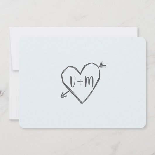 Tree mit geschnitztem Herz und String Lights Blau Einladung (Rückseite)