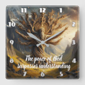Tree mit Göttern Frieden übertrifft alle Quadratische Wanduhr (Vorderseite)