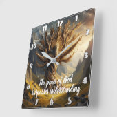 Tree mit Göttern Frieden übertrifft alle Quadratische Wanduhr (Winkel)