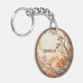 Tree mit Orange Blume Twig Wreath Blätter Schlüsselanhänger (Vorderseite links)