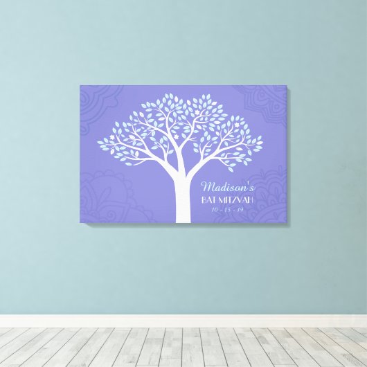 TREE MIT STARS Bar Mitzvah Memory Sign-In Board Leinwanddruck (Insitu (Holzboden))