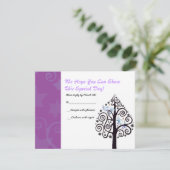 Tree mit Stars Bat mitzvah Reply RSVP Card Karte (Stehend Vorderseite)