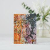 Tree Mixed Media Collage Pink Orange Blue Black Postkarte (Stehend Vorderseite)