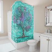 Tree Mosaic Art -Turquoise and Purple Duschvorhang (Beispiel)